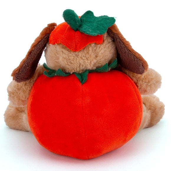 Back view of Halloween Pumpkin Dog Plush 9" dressed in a pumpkin costume