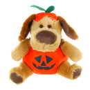 Halloween Pumpkin Dog Plush 9" wearing a pumpkin costume in a front-facing pose