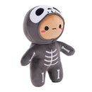 Halloween Skeleton Stuffed Animal featuring a skeleton hood and costume details