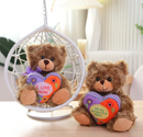 "I Love Mom Teddy Bear with Floral Teddy Bear Heart – 6 Inch Plush by Plushland"