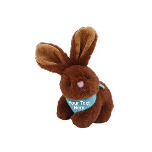 6" Sitting Brown Bunny with Baby Blue Bandana, Featuring Soft and a Cute Bandana Detail by Plushland.






