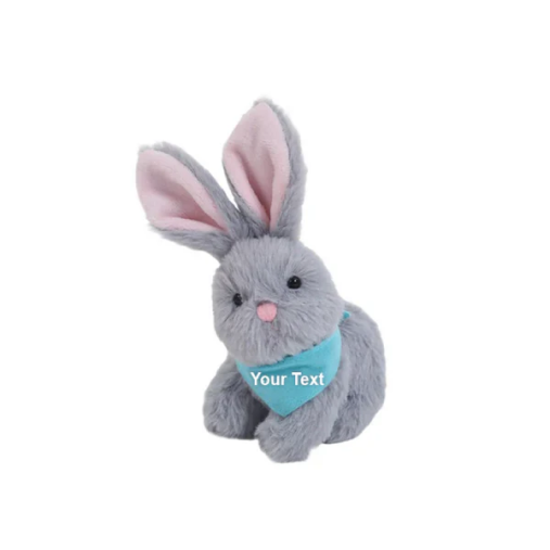 6" Sitting Gray Bunny with Baby Blue Bandana, Featuring Soft and a Cute Bandana Detail by Plushland.






