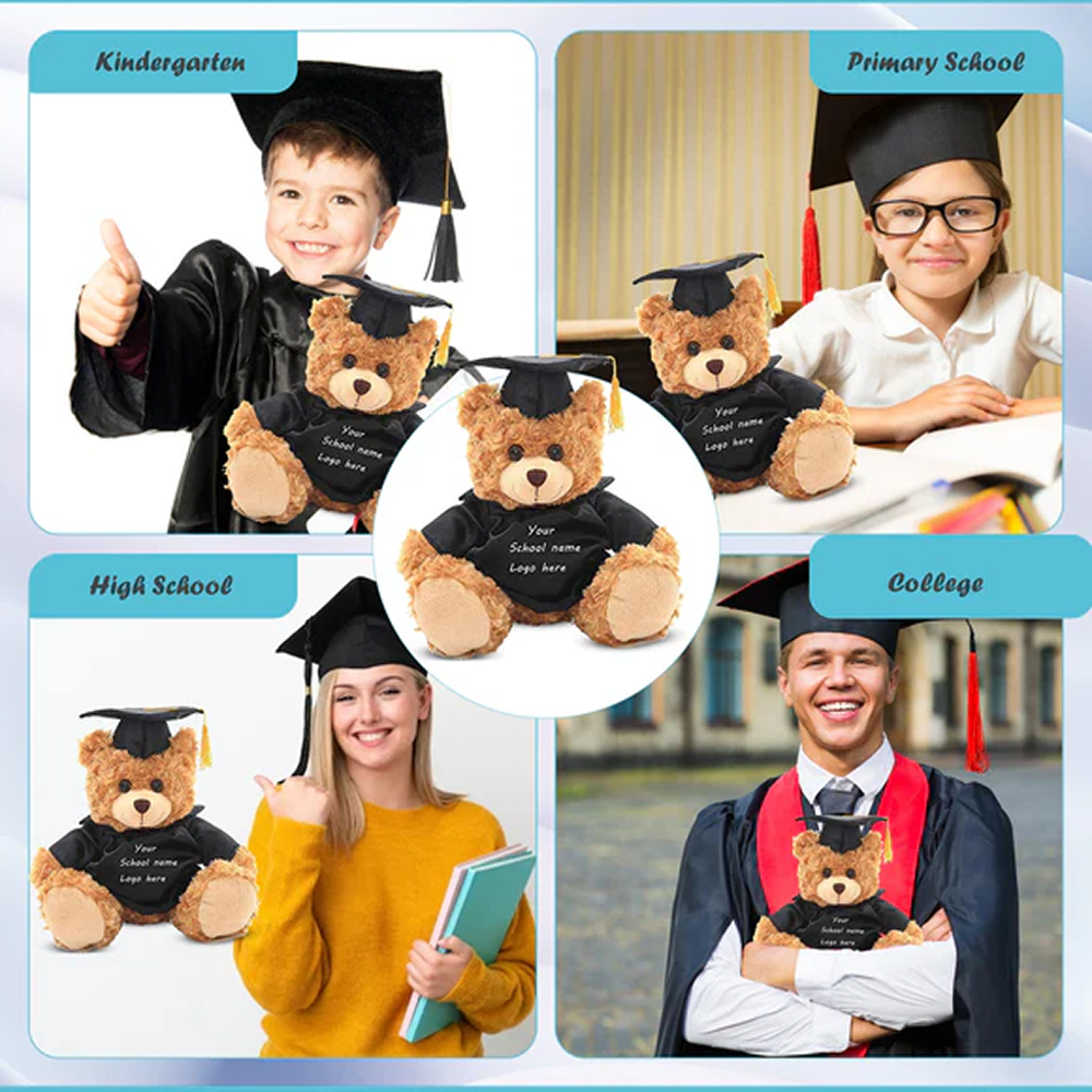 Graduation Mocha Bear Plush 12"