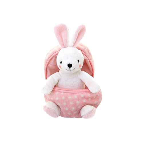 Easter Zip-Up Bunny Sitting, 6", featuring a cute zippered design and soft fur by Plushland.