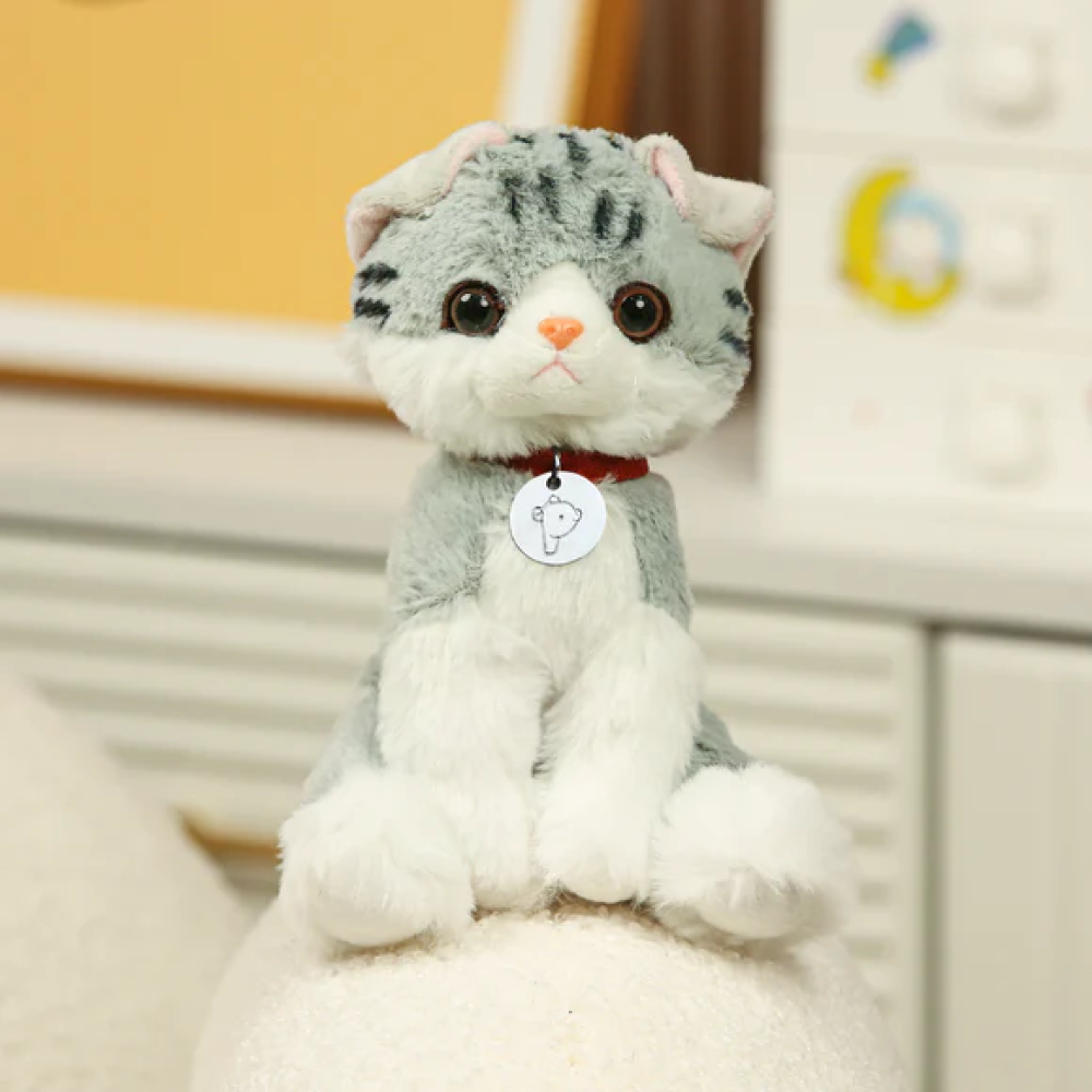 Mitty the Tabby Kitty with Collar – tabby kitty plush by Plushland

