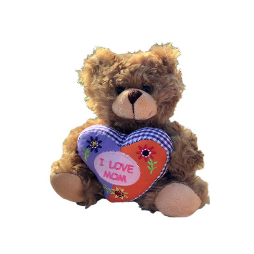 10" Sitting Mocha Bear 'I Love Mom' Featuring Soft and a Heartfelt Message by Plushland.