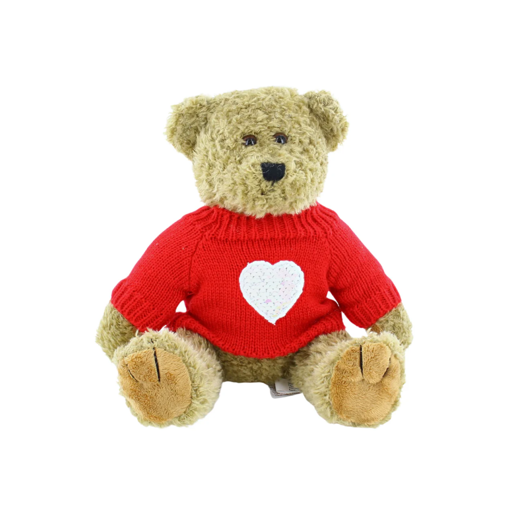 "Oatmeal Bear in Love Sweater plush – oatmeal near me gift with teddy bear heart by Plushland"