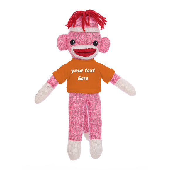 Orange Sock Monkey Plush Animal 8 Inch – Lively Friend With Cheerful Look | Plushland