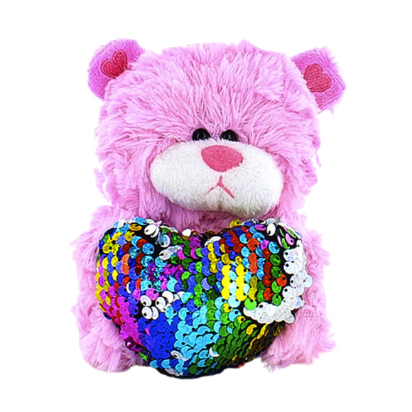 "pink bear plush toy with teddy bear heart – 6 inch by Plushland"