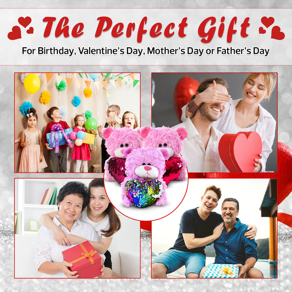 "pink bear plush toy with teddy bear heart – 6 inch by Plushland"