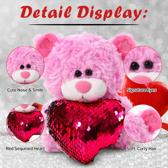 "pink bear plush toy with teddy bear heart – 6 inch by Plushland"