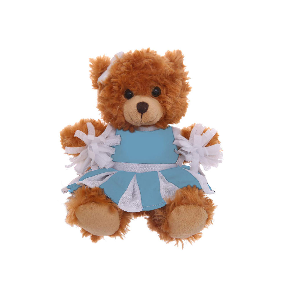 6" Sitting Cheer Bear in Powder Blue Custom Outfit, Featuring Soft Fur and a Unique Design by Plushland.