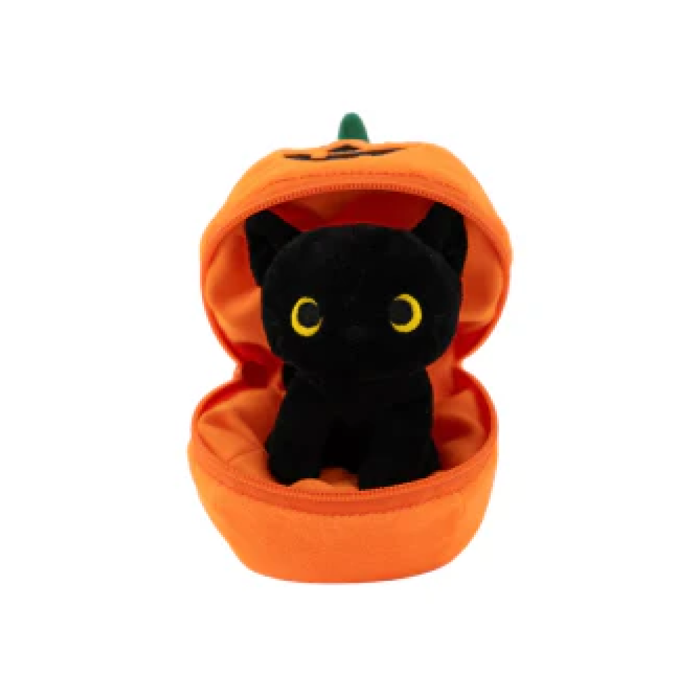 "Pumpkin Bat Halloween Plush in Zip-up Pumpkin – Halloween Plush Animals by Plushland"