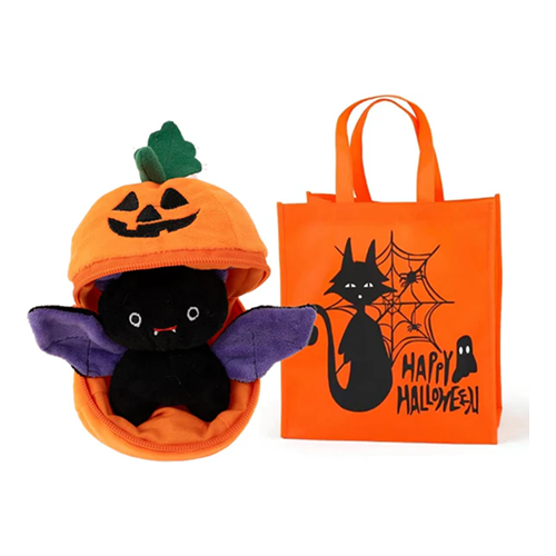 "Pumpkin Bat Halloween Zipup Plush with Free Bag – Halloween Plush Animals by Plushland"