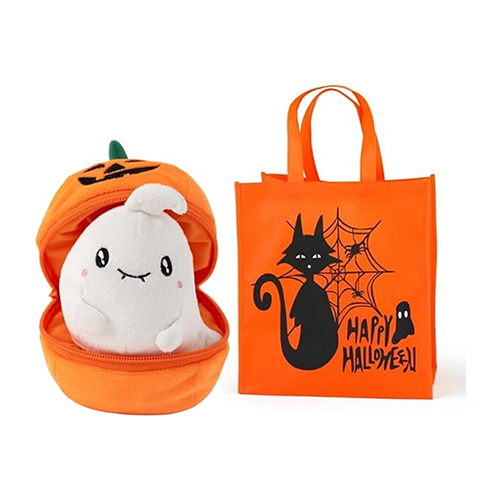"Pumpkin Ghost Halloween Zipup Plush with Free Bag – Halloween Plush Animals by Plushland"