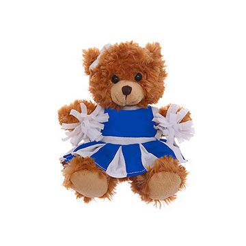 6" Sitting Cheer Bear in Royal Blue Custom Outfit, Featuring Soft Fur and a Unique Design by Plushland.