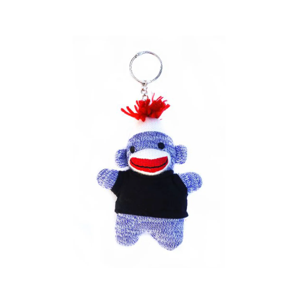 Blue sock monkey plush – 4 inch monkey keychain by Plushland
