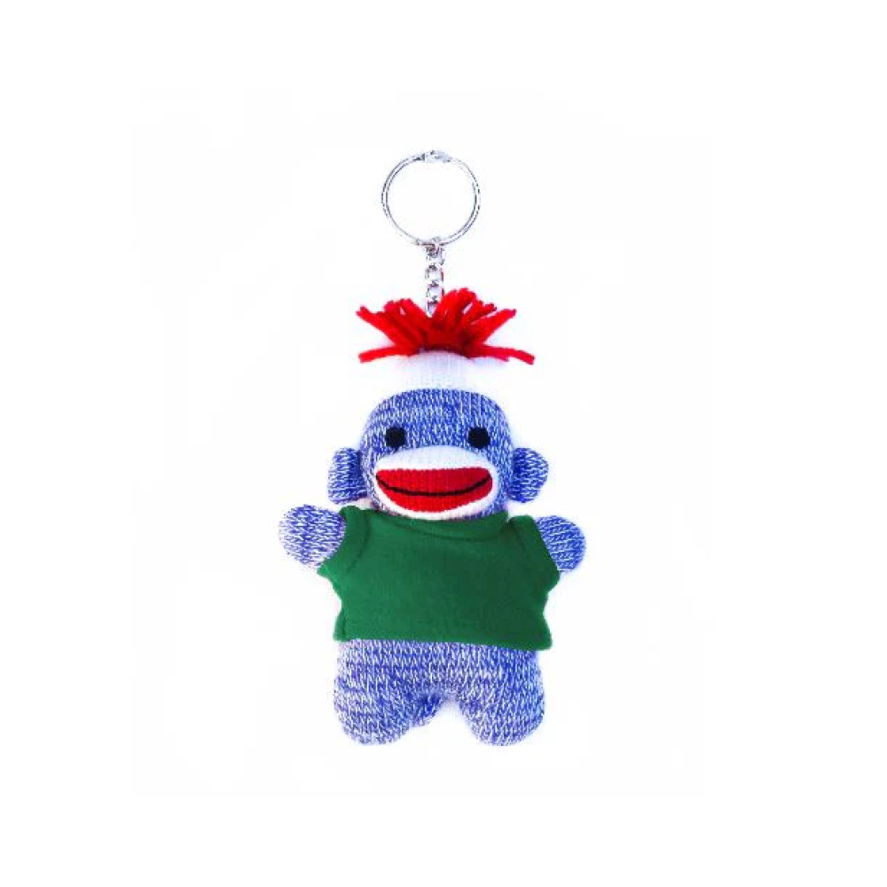 Blue sock monkey plush – 4 inch monkey keychain by Plushland
