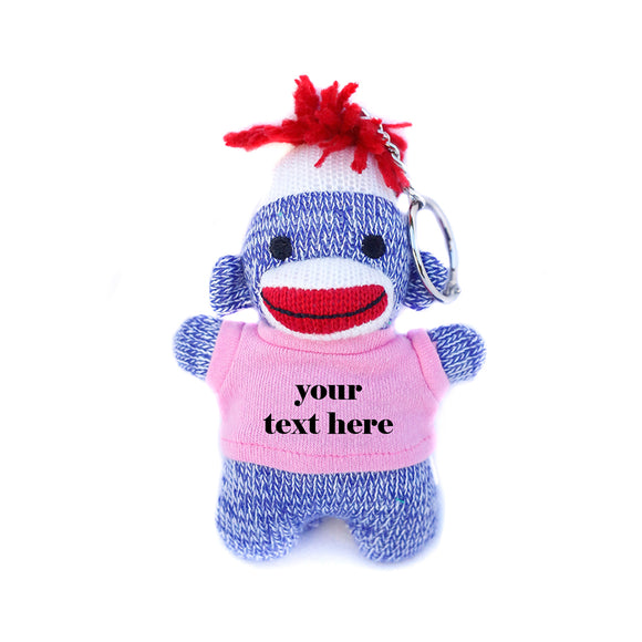 Pink Sock Monkey Keychain With Tee 4 Inch – Sweet Buddy With Gentle Pose | Plushland