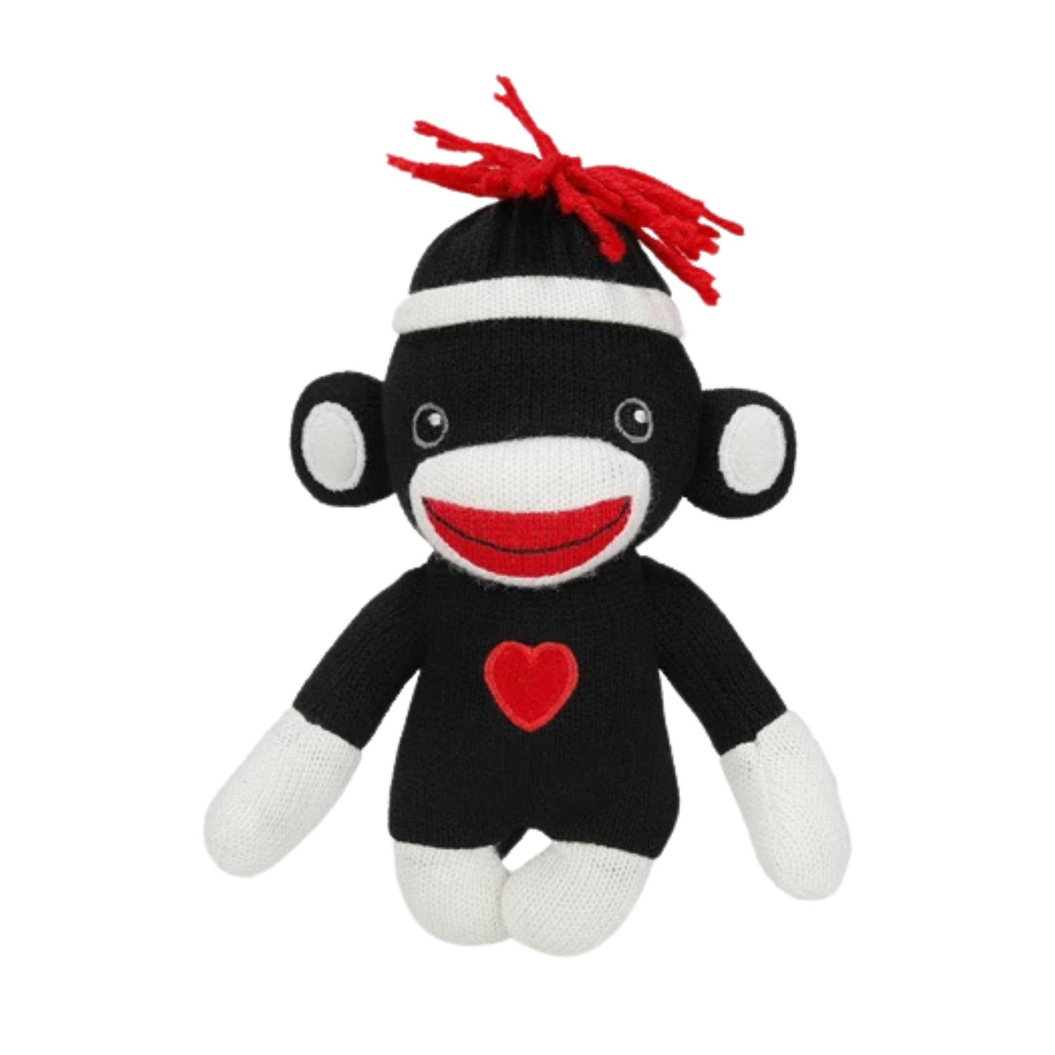 "sock monkey plush from Love Sockiez with colorful design and teddy bear heart – 6 inch by Plushland"