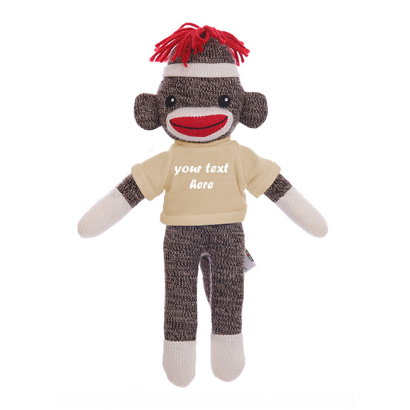 Tan Stuffed Sock Monkey Plush 8 Inch – Simple Friend With Friendly Pose | Plushland