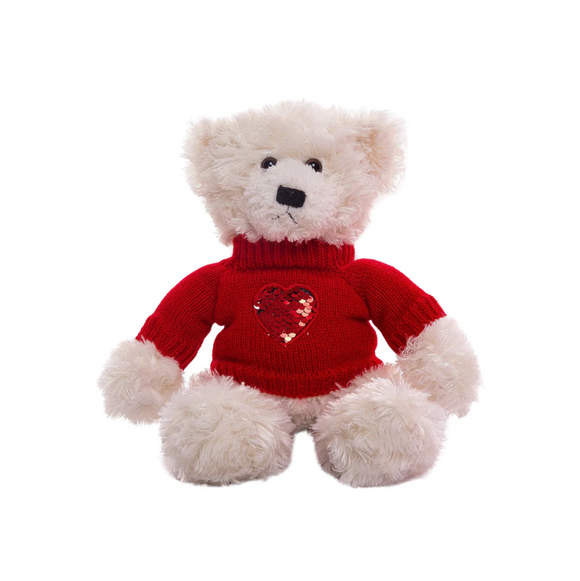 "Teddy bear sweater plush with love message and teddy bear heart – Plushland"