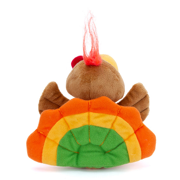 Thanksgiving Turkey Stuffed Toy in a back view featuring colorful tail feathers