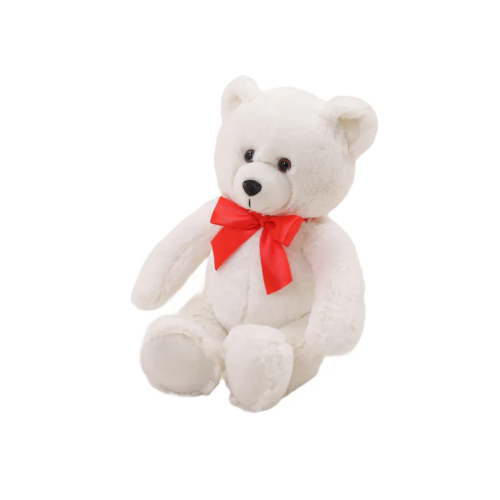 15" Sitting Left Side White Fluffy Teddy, Featuring Soft Fur and an Adorable Design by Plushland.