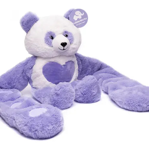 Weighted Panda Plush Hugger weighted panda stuffed animal angled side view