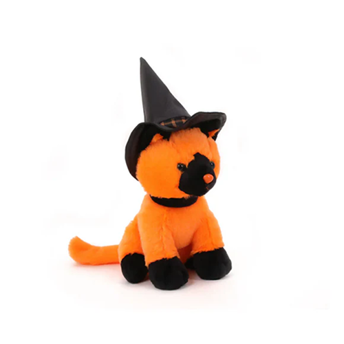 "Witch Cat Halloween Plush – Orange 7 Inch Halloween Plush Animals by Plushland"