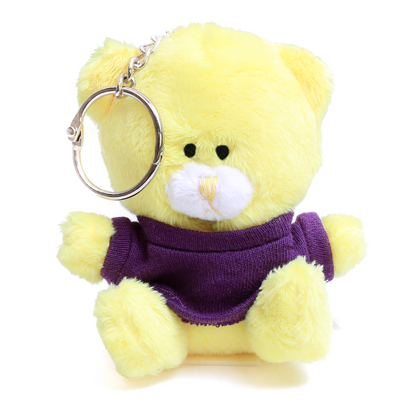 Yellow Qbeba Bear Keychain with Tee 4"