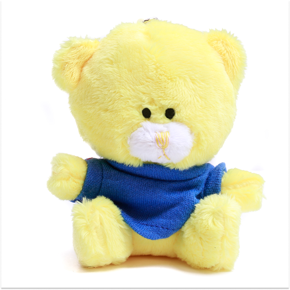 Yellow Qbeba Bear Keychain with Tee 4"