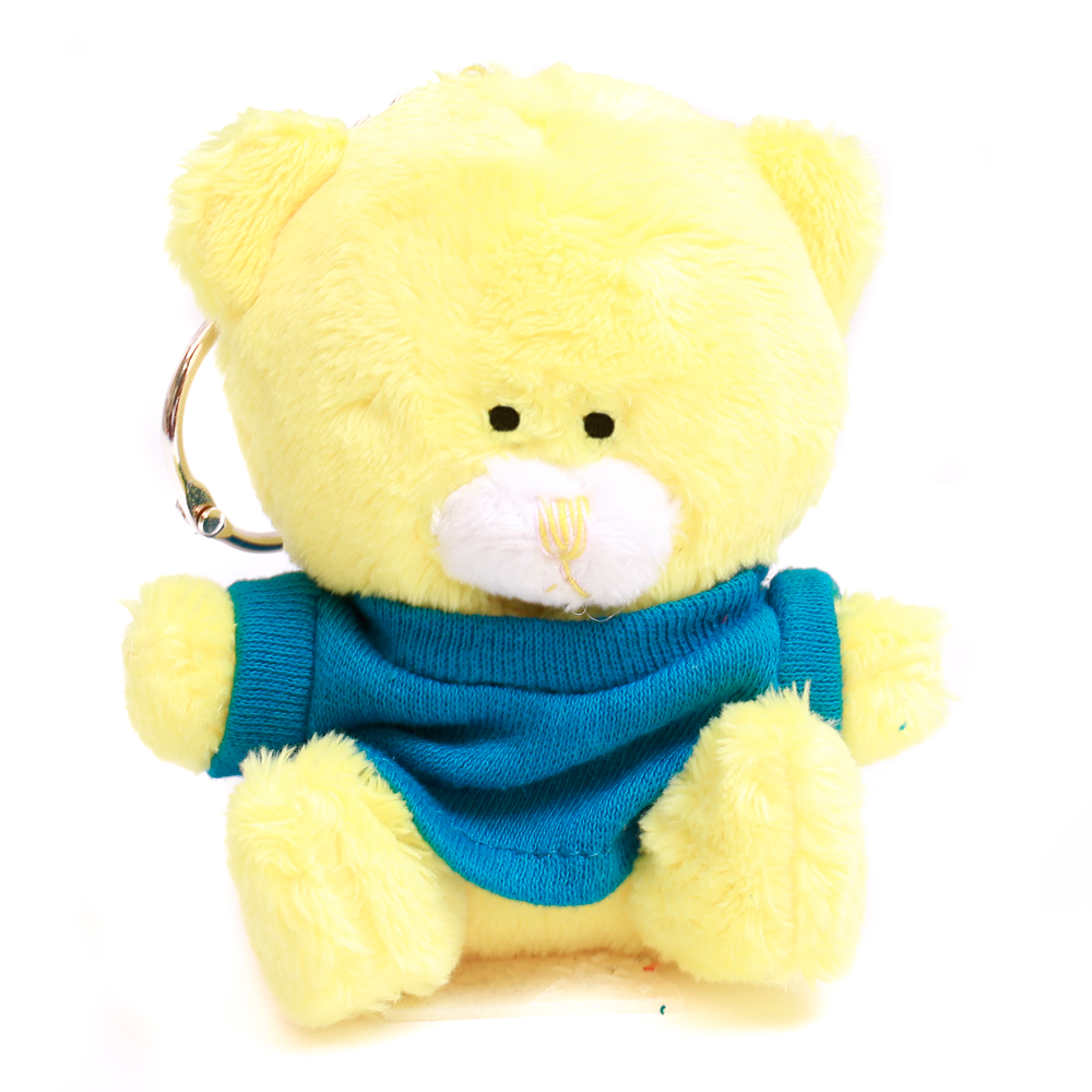 Yellow Qbeba Bear Keychain with Tee 4"