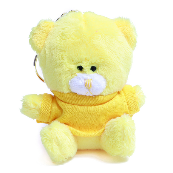 Yellow Qbeba Bear Keychain with Tee 4"