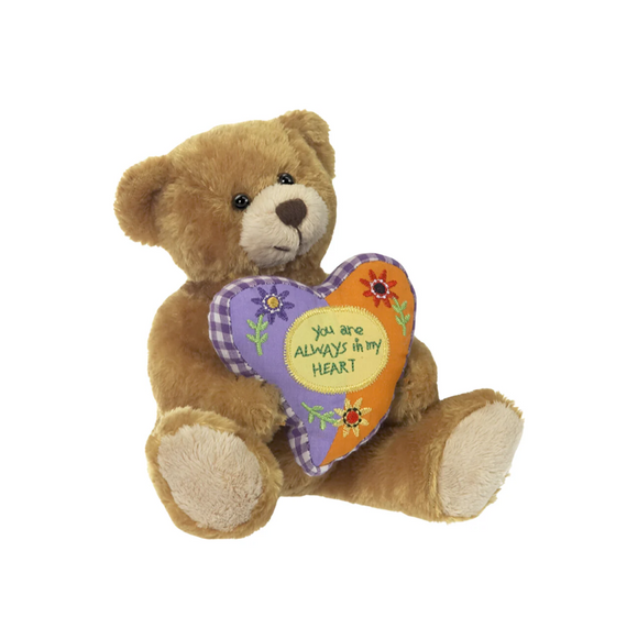 "you are always in my heart bear plush toy with embroidered teddy bear heart – 6 inch by Plushland"