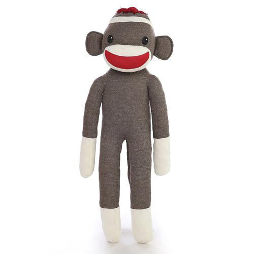 6 ft Brown Sockiez with embroidered face, soft, huggable, and cozy