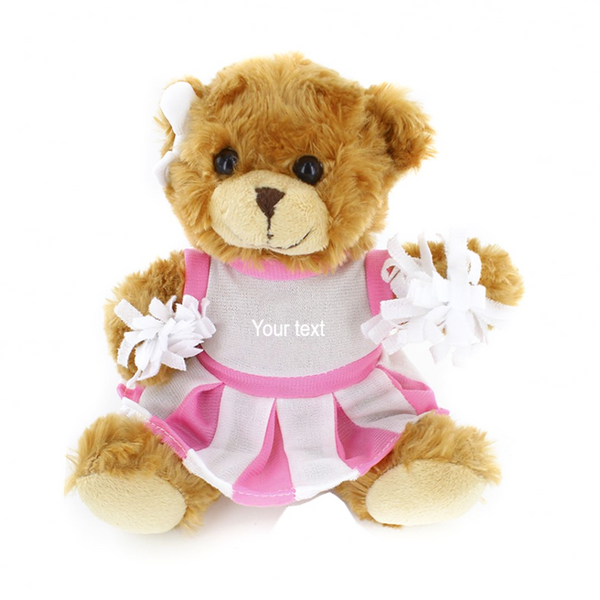 6" Customizable Pink Cheerleader Bear