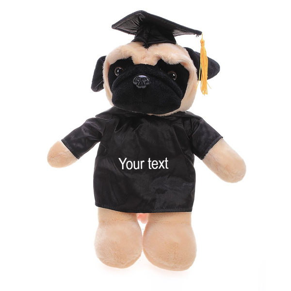 Graduation Pug Plush 8"