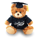Plushland Plush Stuffed Animal Mocha Teddy Bear Toys Present Gifts for Graduation Day, Black Gown and Cap, Best for Any Grad School Kids