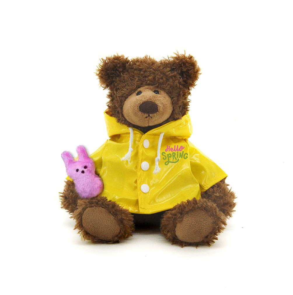 Plushland Easter Stuffed Animal with Bunny Carrot Soft Lovely Sitting Plush Toy with Raincoat 12 Inches (Bear)