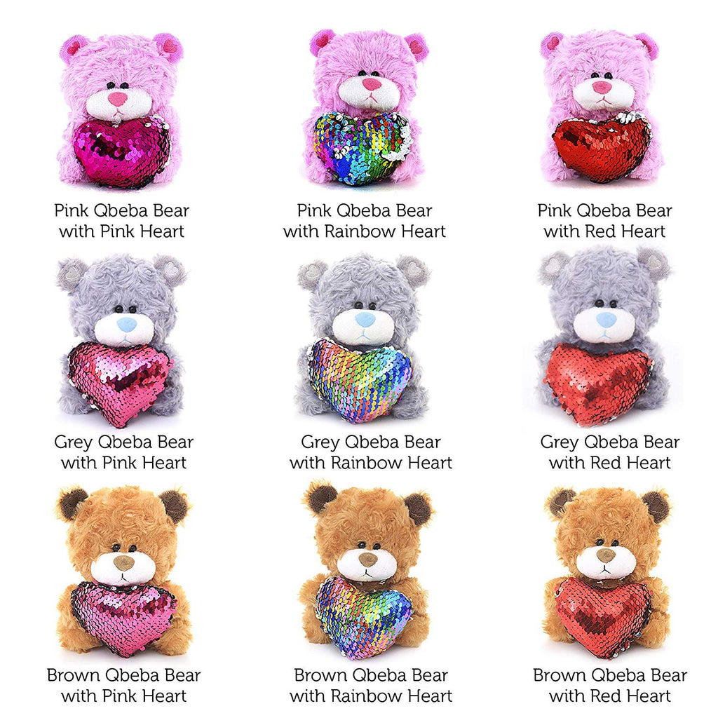 Qbeba Teddy Bear With Sequin Heart 6 Inches