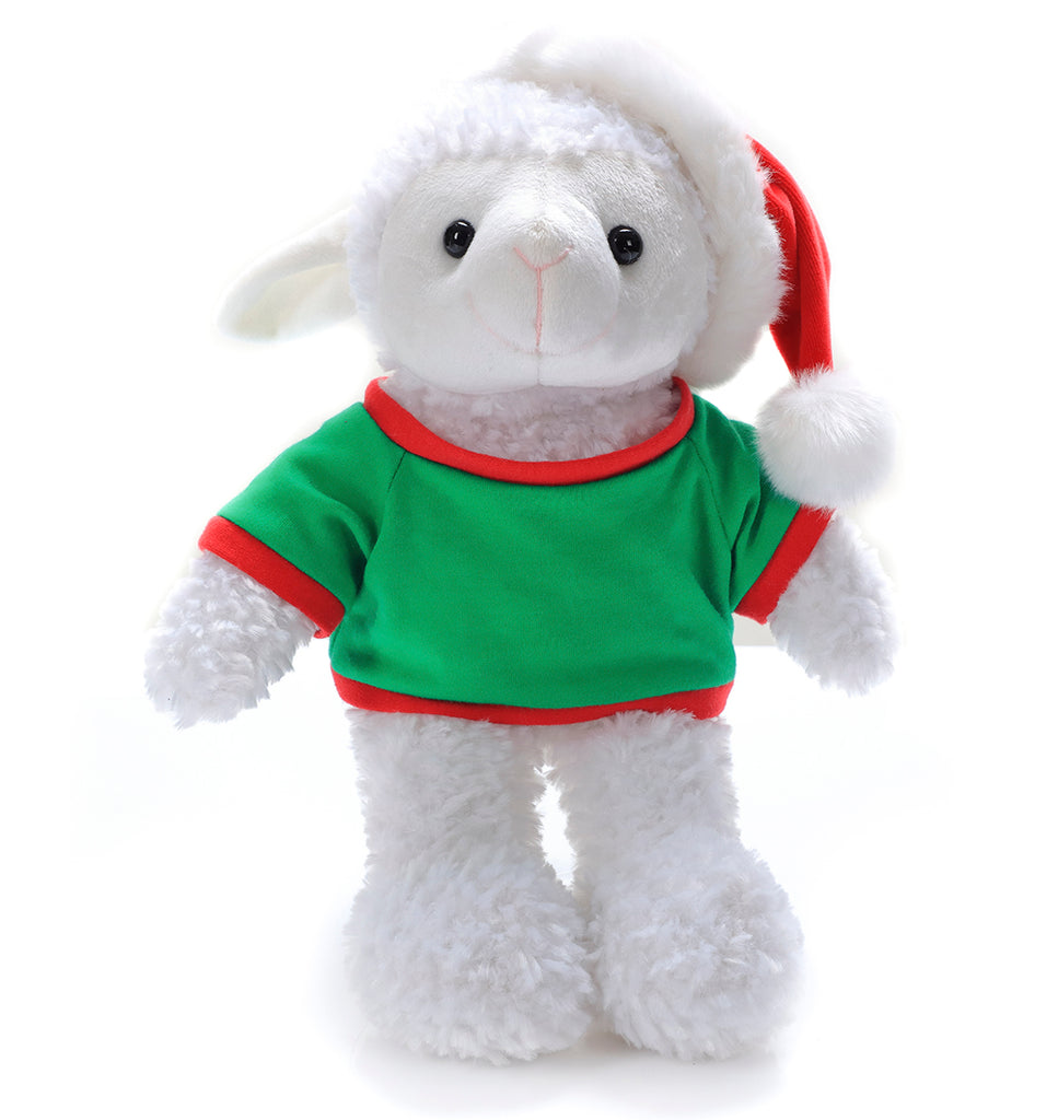 Christmas Stuffed Animal with Hat and Green Shirt 12''