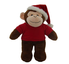 Christmas Stuffed Animal with Hat and Red Shirt 12''