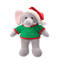 Christmas Stuffed Animal with Hat and Green Shirt 12''
