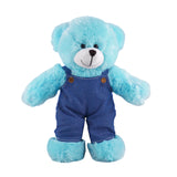 Plushland Stuffed Animal with Blue Jean Overalls Personalized Gift 12 Inch.