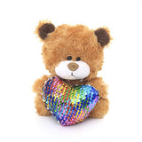 Sitting bears brown with sequin heart, 6"