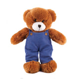 Plushland Stuffed Animal with Blue Jean Overalls Personalized Gift 12 Inch.