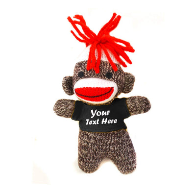 Brown Sock Monkey Keychain in Custom Tee 4"