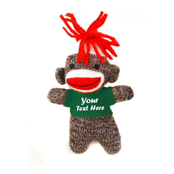 Green Sock Monkey Keychain 4 Inch