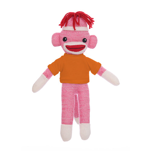 Pink Sock Monkey with Tee 8"